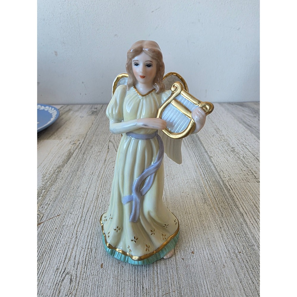 Vintage lefton Angel cherub harp statue figurine‎ 1994 1582 girl Victorian
